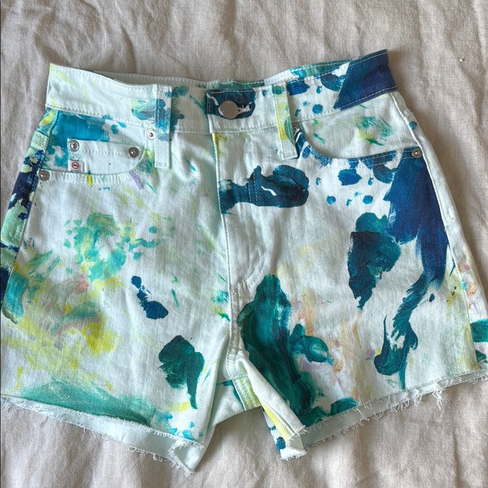 White Blue Green Painter Women's Shorts A&G Alexxis High-Rise Wedgie Shorts 26